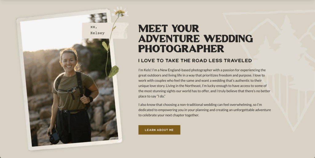 An example of a mini about section on a website homepage